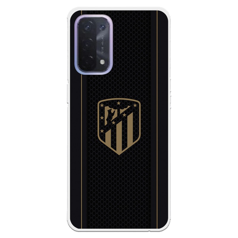 Funda para Oppo A74 5G del Atleti Escudo Dorado Fondo Negro - Licencia Oficial Atlético de Madrid