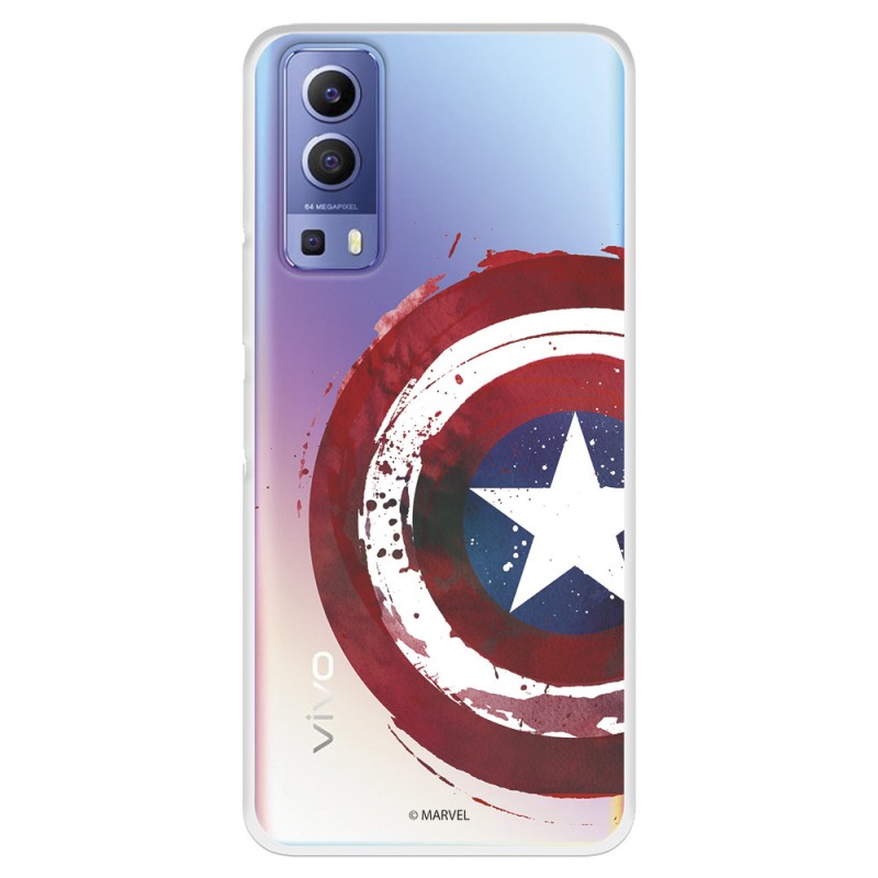 Funda para Vivo Y72 5G Oficial de Marvel Capitán América Escudo Transparente - Marvel