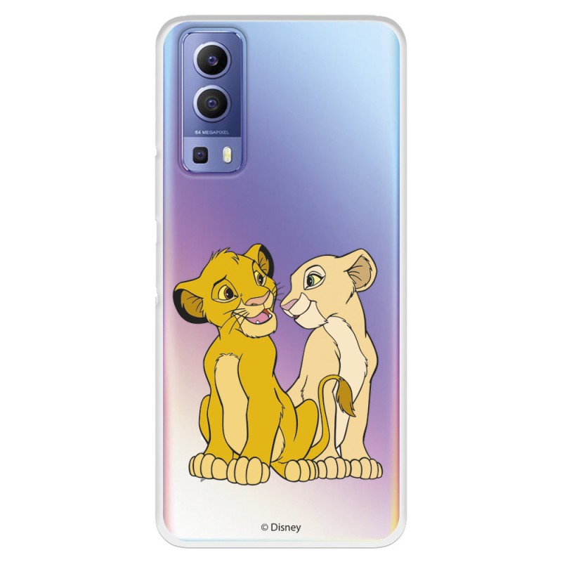 Funda para Vivo Y72 5G Oficial de Disney Simba y Nala Silueta - El Rey León