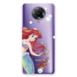 Funda para Xiaomi Redmi K30 Pro Oficial de Disney Ariel y Sebastián Burbujas - La Sirenita
