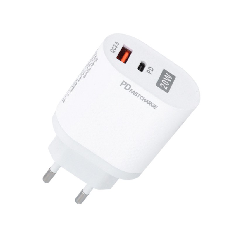 Carregador de carregamento rápido dupla entrada USB e Tipo C