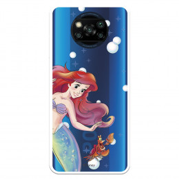 Funda para Xiaomi Poco X3 Oficial de Disney Ariel y Sebastián Burbujas - La Sirenita