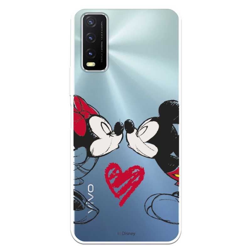 Funda para Vivo Y20S Oficial de Disney Mickey y Minnie Beso - Clásicos Disney