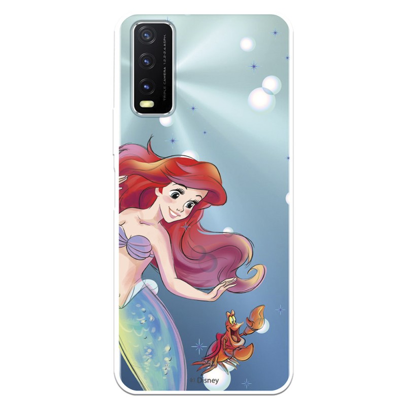 Funda para Vivo Y20S Oficial de Disney Ariel y Sebastián Burbujas - La Sirenita