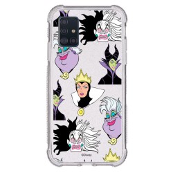 Funda Brillantina para Samsung Galaxy A51 Oficial de Disney Villanas Patrón - Villanas Disney