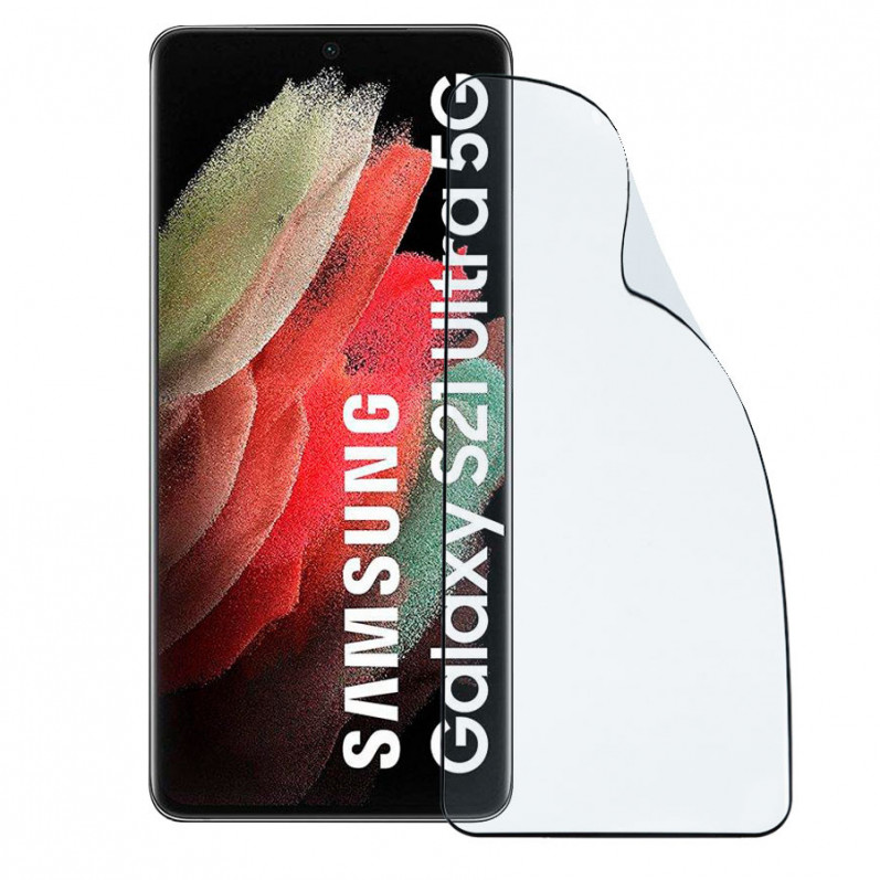 Película em vidro temperado completa Preto Inquebrável para Samsung Galaxy S21 Ultra