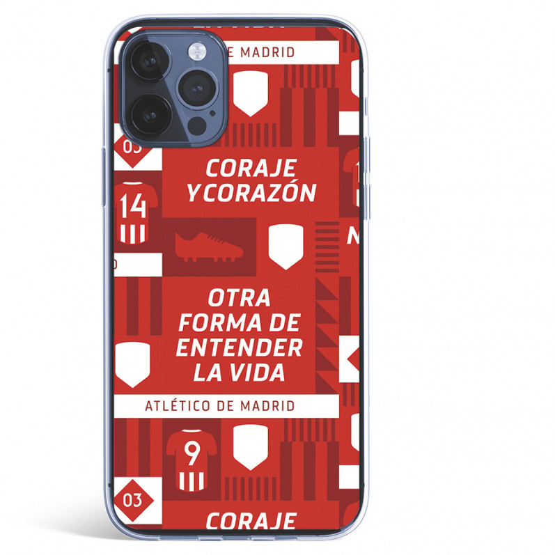 Capa para iPhone 12 Pro Max do Atleti Coragem e coração - Licença Oficial Atlético de Madrid