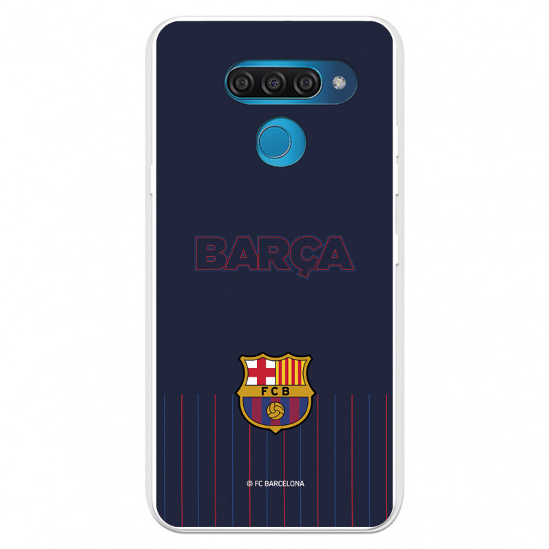 Capa para LG Q60 do Barcelona Barsa Fundo Azul - Licença Oficial FC Barcelona