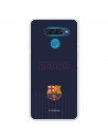 Capa para LG Q60 do Barcelona Barsa Fundo Azul - Licença Oficial FC Barcelona